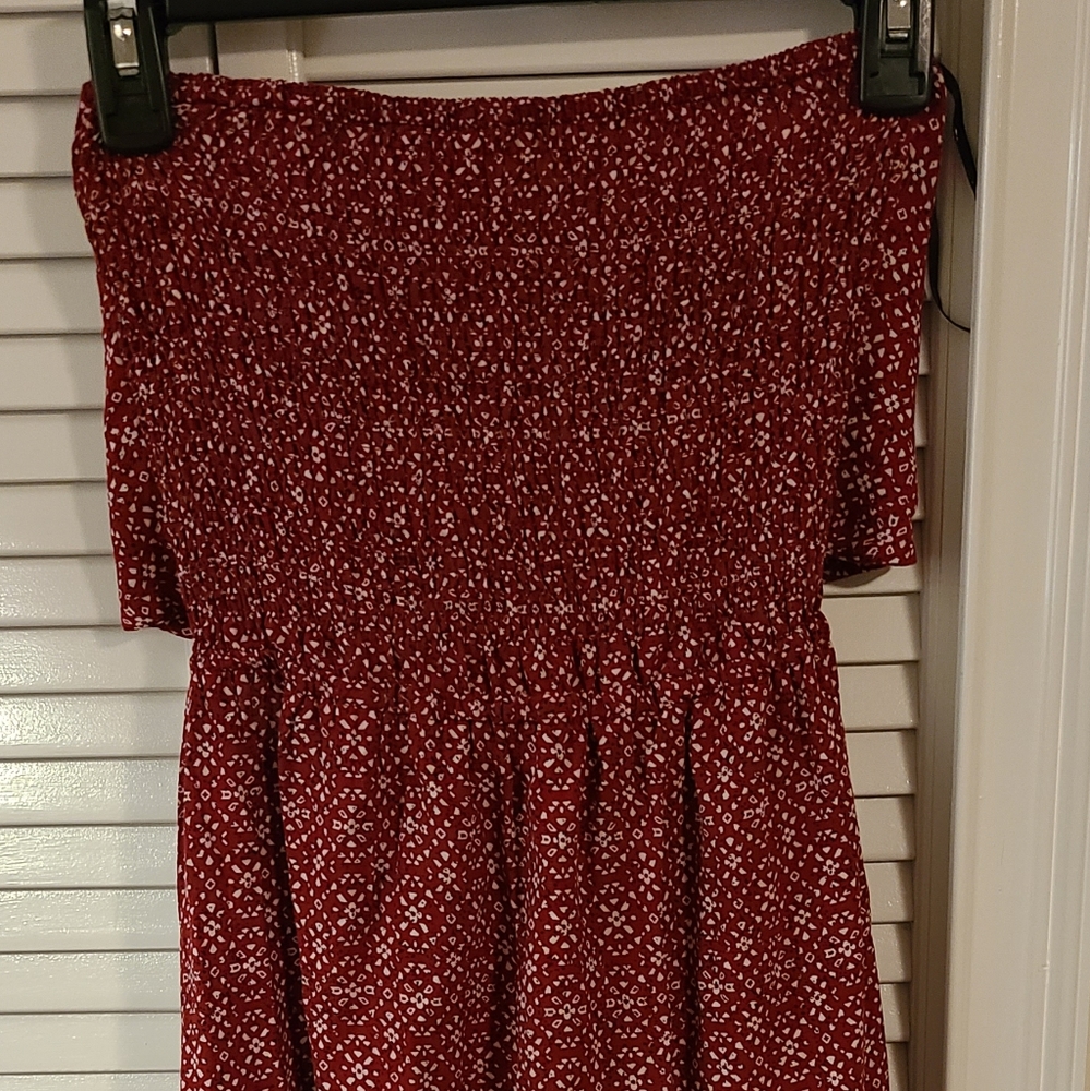 Tube top tie back patterned mini dress